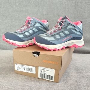 NEW Merrell Girls Waterproof Moab Speed Hiker Shoes Size 12